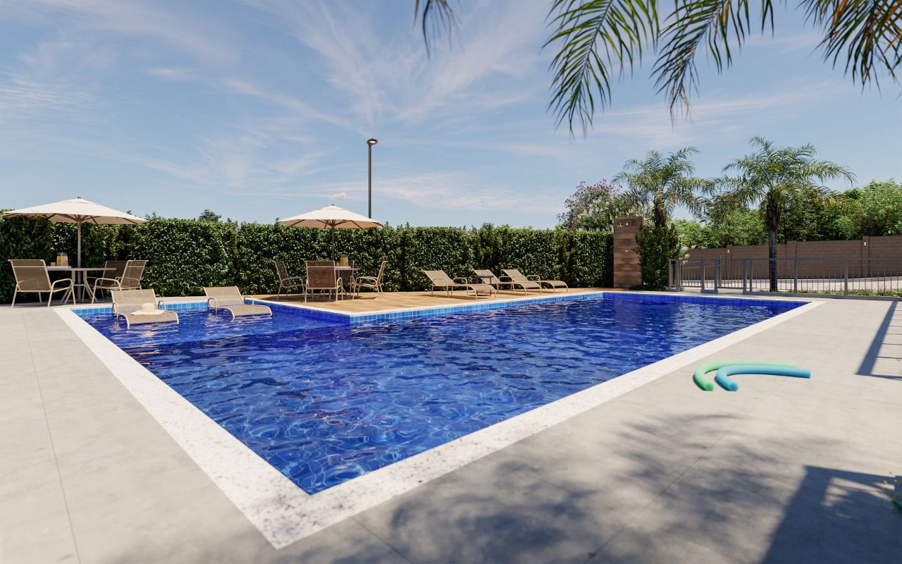 Piscina com solarium do Montiè