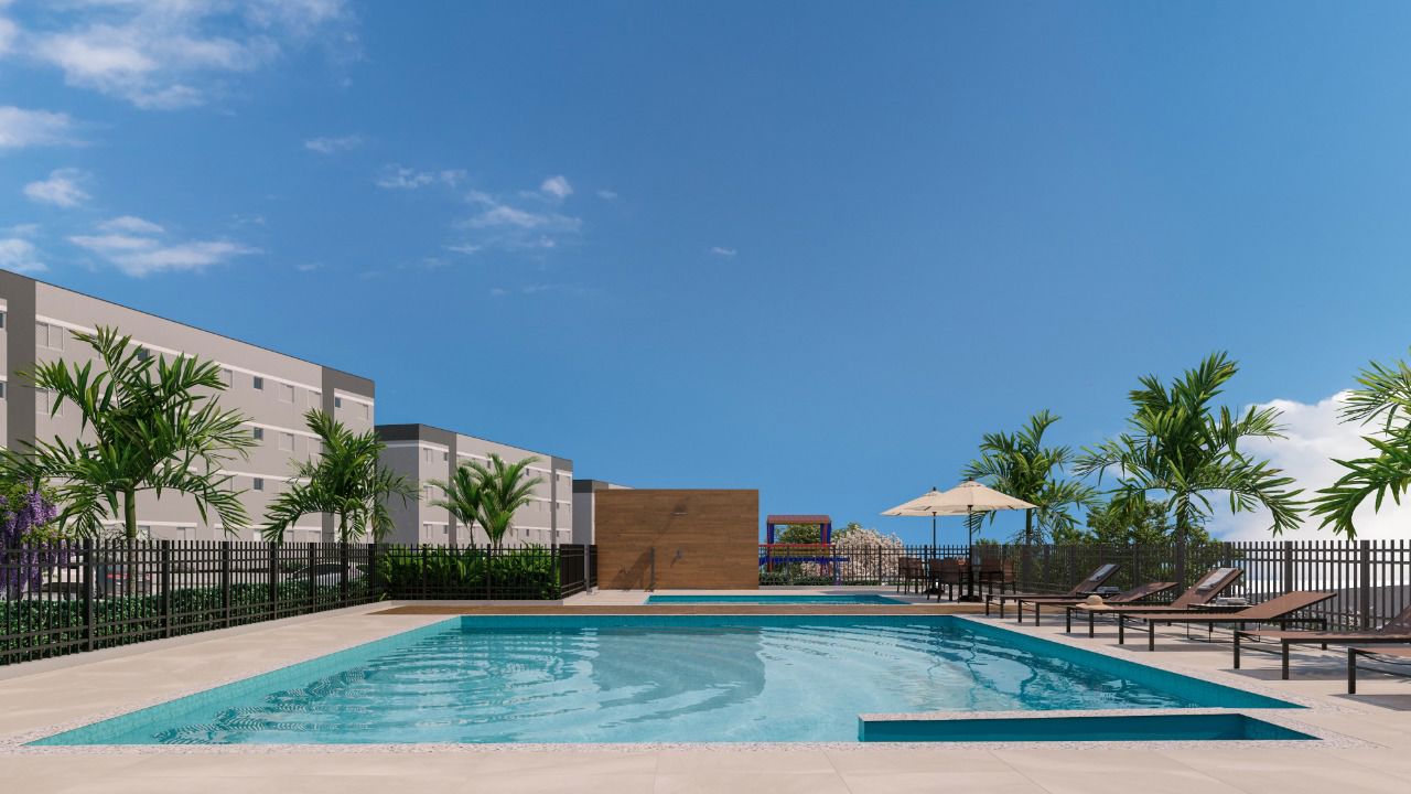 Área de lazer com piscinas do Vitta São Vicente